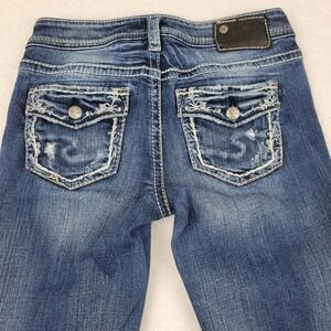 Silver Aiko Jeans Bootcut Blue Womens W25 Distressed Cotton Blend
